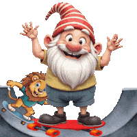 Skateboarding Cute Gnome Sticker