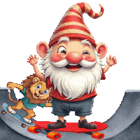 Skateboarding Cute Gnome Sticker