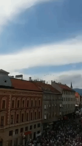 Planes Fly Over Crowds Celebrating World Cup in Croatia