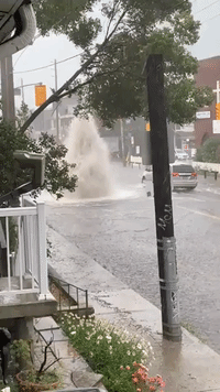 Water Shoots From Storm Drain as Flash Flood Hits Toronto