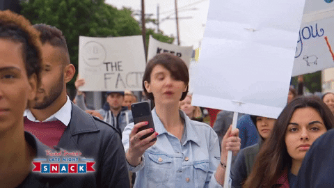 selfie protest GIF by truTV's Late Night Snack