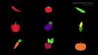 Vegetable Looped Icons and Fresh Food Set