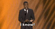 TV gif. Chris Rock as host of the NAACP Image Awards shrugs and raises his eyebrows as he says, "I know!"