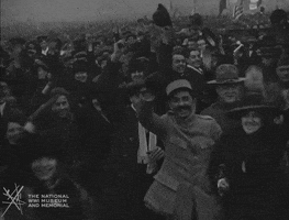NationalWWIMuseum celebration black and white cheering military GIF