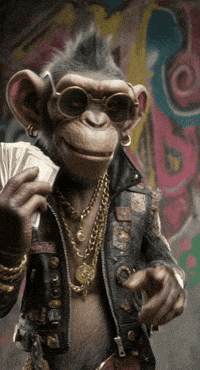 wallzydigital dancing money monkey bling GIF