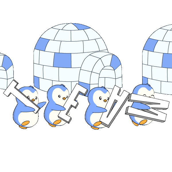 Huddle Up Lets Go Sticker by Pudgy Penguins