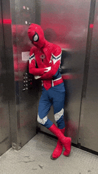 SuperiorChris17 spiderman wait spiderman elevator spiderman bored GIF