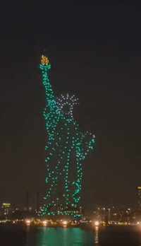 Statue of Liberty Comes to Life in NY Drone Show