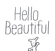 Cartoon gif. Chippy the Dog waves at us. Text, "Hello beautiful."