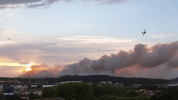 Aircraft Tackle Wildfire on Outskirts of Biarritz, France