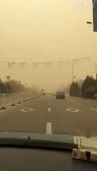 Low Visibility as Dust Storm Sweeps Through Inner Mongolia
