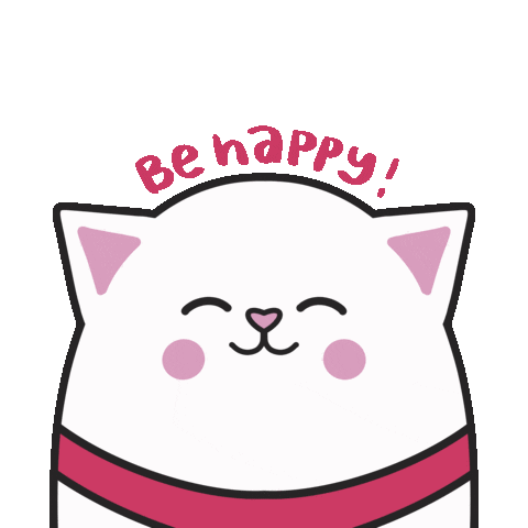 Happy White Cat Sticker by Cat & Raven