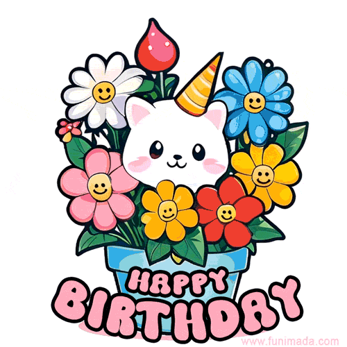 funimada giphyupload birthday gif happy birthday gif kawaii cat GIF