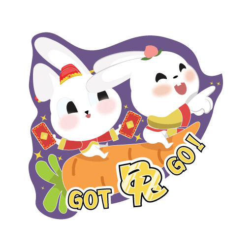 Lets Go Rabbit Sticker by riverhongbao