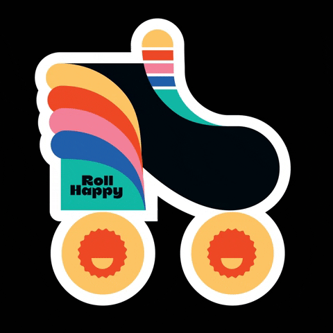 Rollhappy giphygifmaker happy rainbow skate GIF