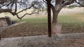 Tornado-Warned Storm Drops Large Hail Stones Near Uvalde, Texas