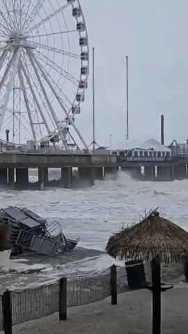 Wind and Waves Batter Atlantic City During Tropical Storm Ophelia