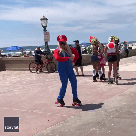 Roller-Skating Mario 'Owns' Guy in Dance-Off