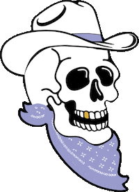 Starland_Strange skull cowboy western bandana Sticker