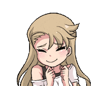 Sticker gif. Anime girl wriggling happily, unable to contain herself, expands with glee, pink hearts all around.