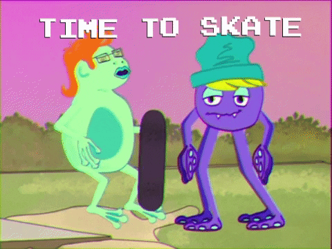 Skate Or Die Cartoon GIF by d00dbuffet
