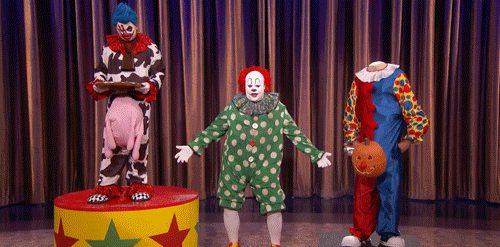 teamcoco giphyupload creepy clown clowns GIF