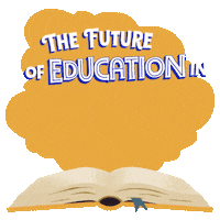Digital art gif. Yellow cloud hovers over an open book against a transparent background. Text, “The future of education in Michigan is on the ballot.”