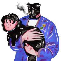 Black Cat Smoking Sticker