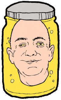 BillyDraw jeff bezos eat the rich bezos head in a jar GIF