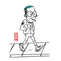 Elmutante loop walking walk smoking GIF