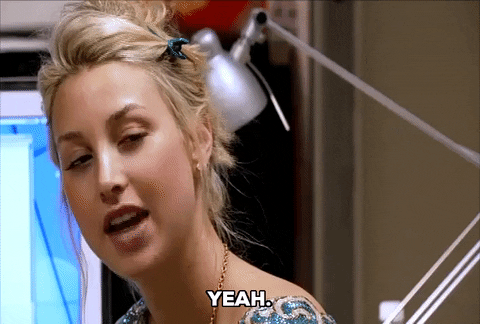 TV gif. Whitney Port from The Hills facing towards us as she casually says, “Yeah.”