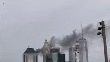 NYC Skyline Clouded With Smoke From Building Fire