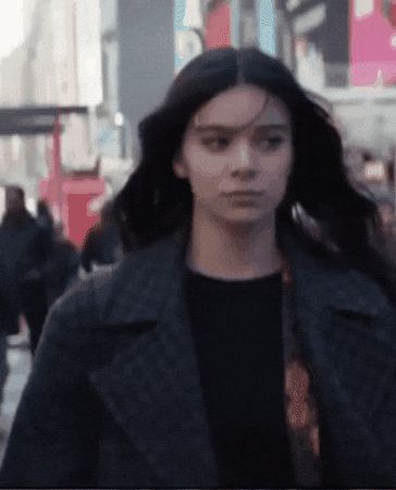 Kate Bishop walking in New York City.