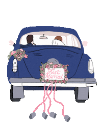 Just Married Car Sticker by bootshaustegernsee