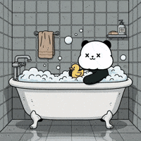 Rubber Duck Bathtub GIF by Kanpai Pandas