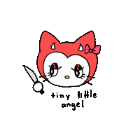 Opaku aesthetic devil knife hello kitty Sticker