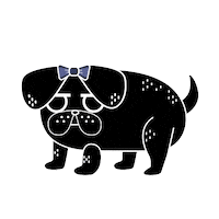 Tired Black Dog Sticker