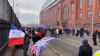 Rangers Fans Amass Outside Ibrox Stadium to Celebrate League Championship Win