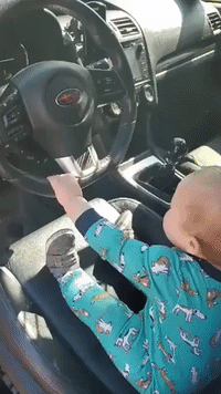 Baby 'Driver' Checks Out Dad's Souped-Up Subaru in Minnesota