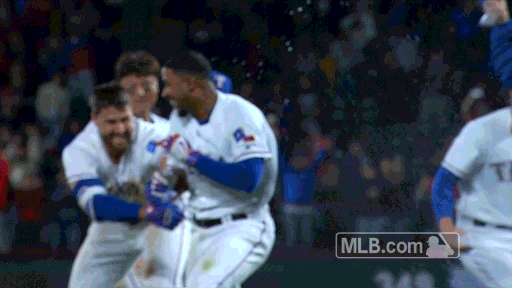 mobbed texas rangers GIF by MLB