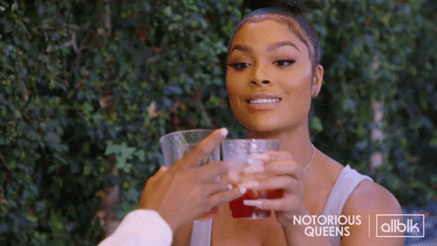 Cheers Mehgan James GIF by ALLBLK (formerly known as UMC)