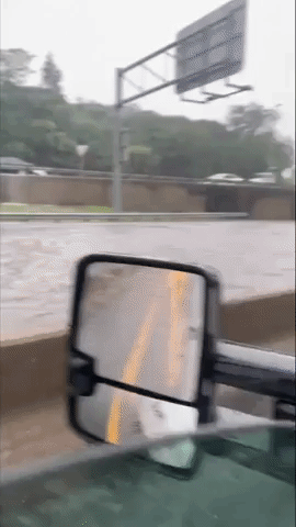 Floodwaters Fill Interstate 95 Amid Flash Flood Warning in Richmond, Virginia