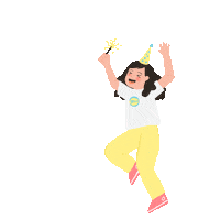 grouuid happy party jump yellow Sticker