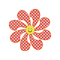 DoozyPress flower smiley tilty checkered Sticker