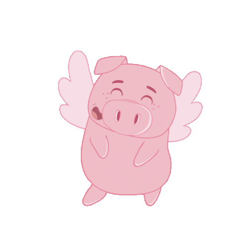 Excited Flying Pig Sticker by PositivelyPigasus
