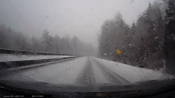 Snow Creates Challenging Driving Conditions Near Squamish, British Columbia
