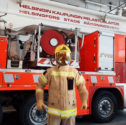Firefighter Fire Truck GIF by Stadinbrankkari