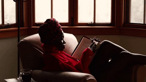 fanmdjanm giphygifmaker reading selfcare headwrap GIF