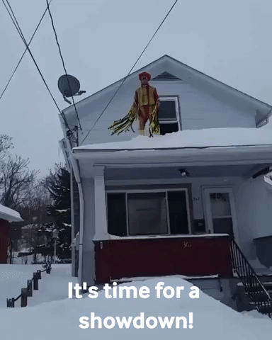 'Macho Man Randy Savage' Jumps From Roof Onto Snow