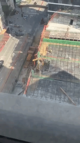 Construction Site in Cleveland Damaged After Crane Drops Steel Beams